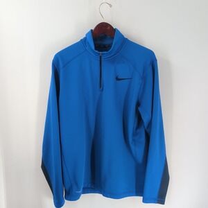 Vtg Nike Therma‎ Fit Quarter Zip Outdoor Pullover Sweatshirt Blue Black Size L